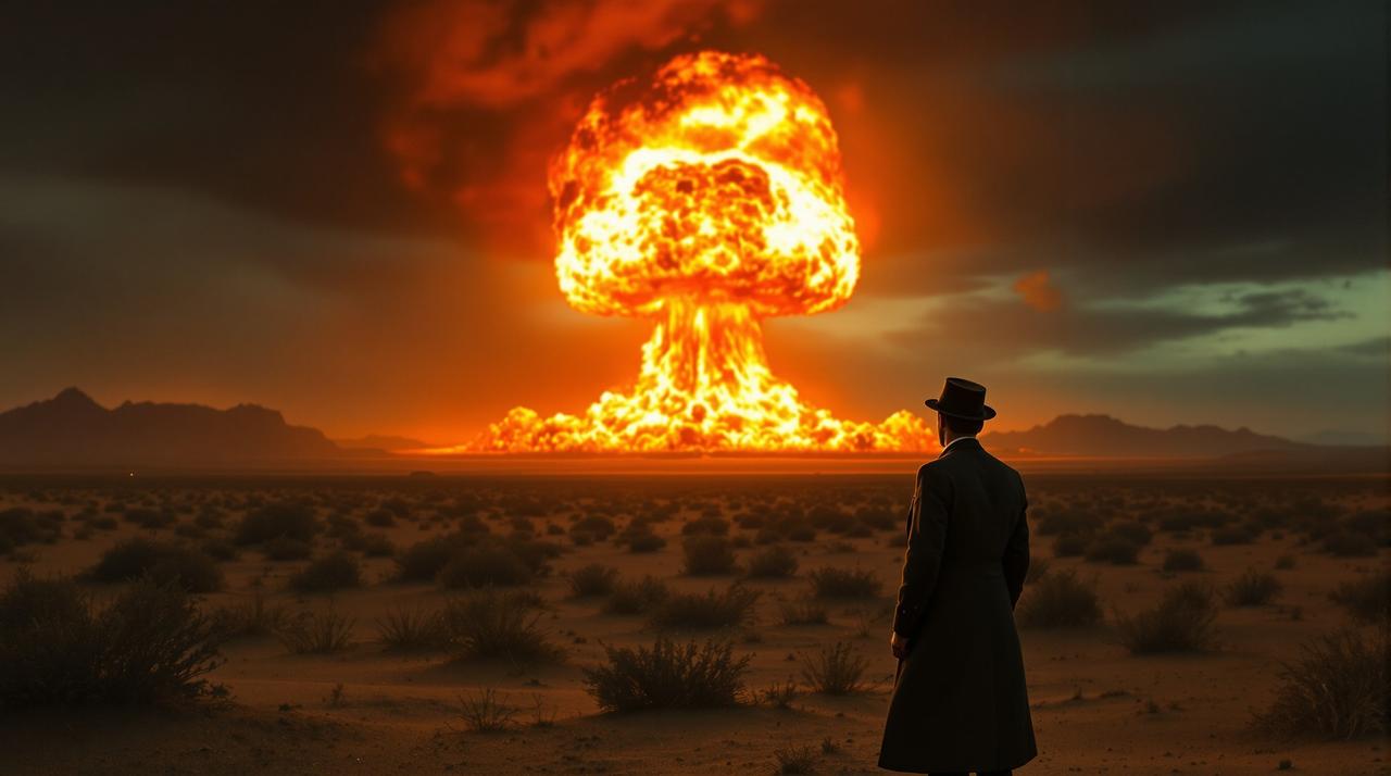 奥本海默 - 传记电影封面，导演克里斯托弗·诺兰，主演基里安·墨菲 / 艾米莉·布朗特